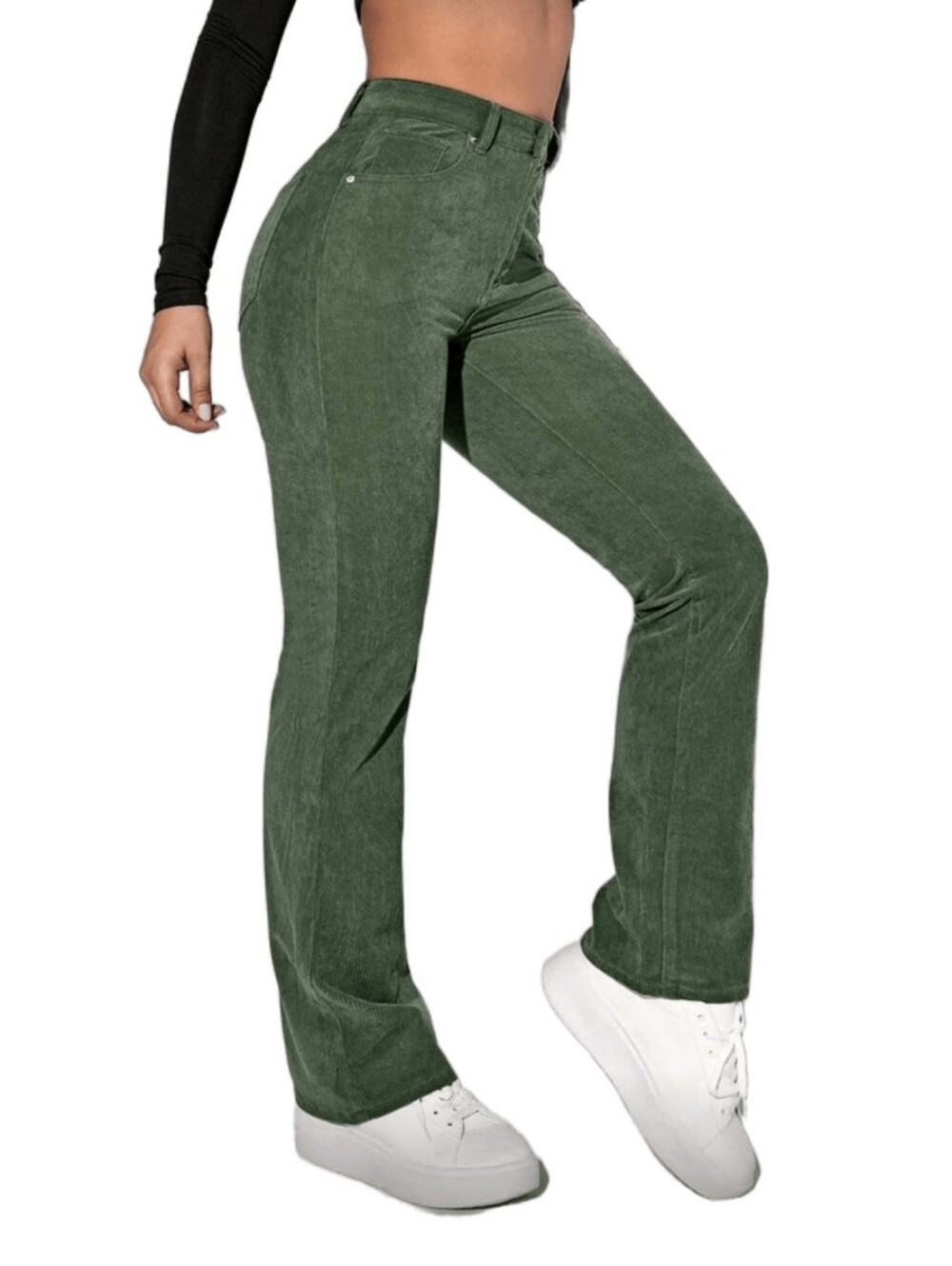 SHEIN High-Rise Corduroy Bootcut Pants